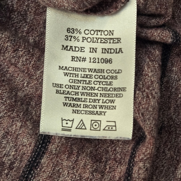 The Authentic Copper Oak Supply Mens‎ Purple And Black Striped XL Quarter Button - Picture 9 of 15